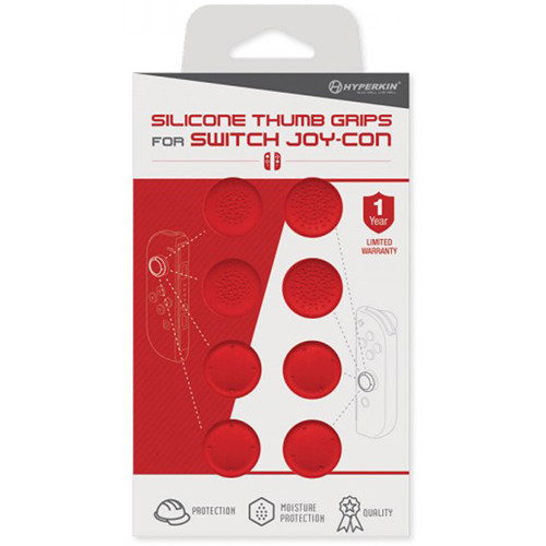 HYPERKIN Silicone Thumb Grips for Switch Joy-Con (8-Pack, Neo Red)