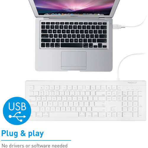 Macally 103 Key Full-Size USB Keyboard With Shortcut Keys for Mac (White)