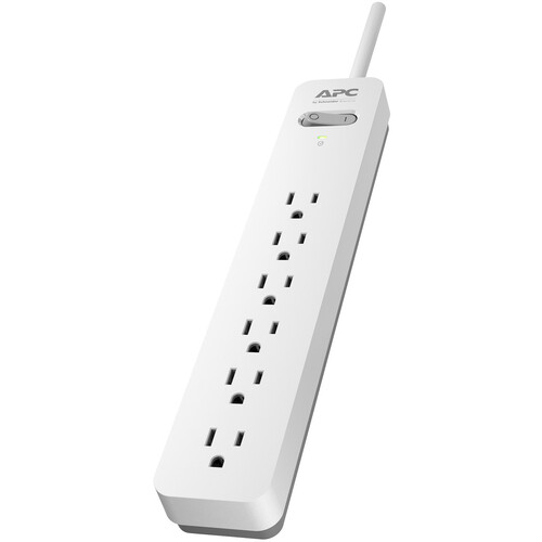 APC Essential SurgeArrest 6-Outlet Surge Protector (6', White/Gray, 120V)