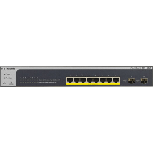 Netgear ProSAFE GS510TLP 8-Port Gigabit Ethernet PoE+ Compliant Managed Switch with SFP