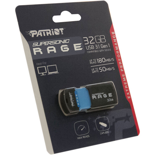 Patriot 32GB Supersonic Rage USB 3.2 Gen 1 Flash Drive