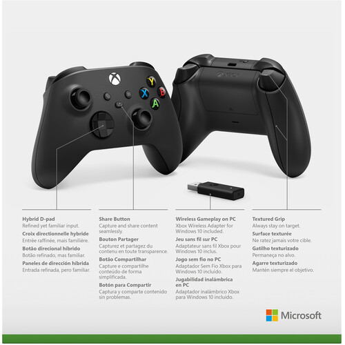 Microsoft Xbox Wireless Controller + Wireless Adapter Bundle for Windows 10
