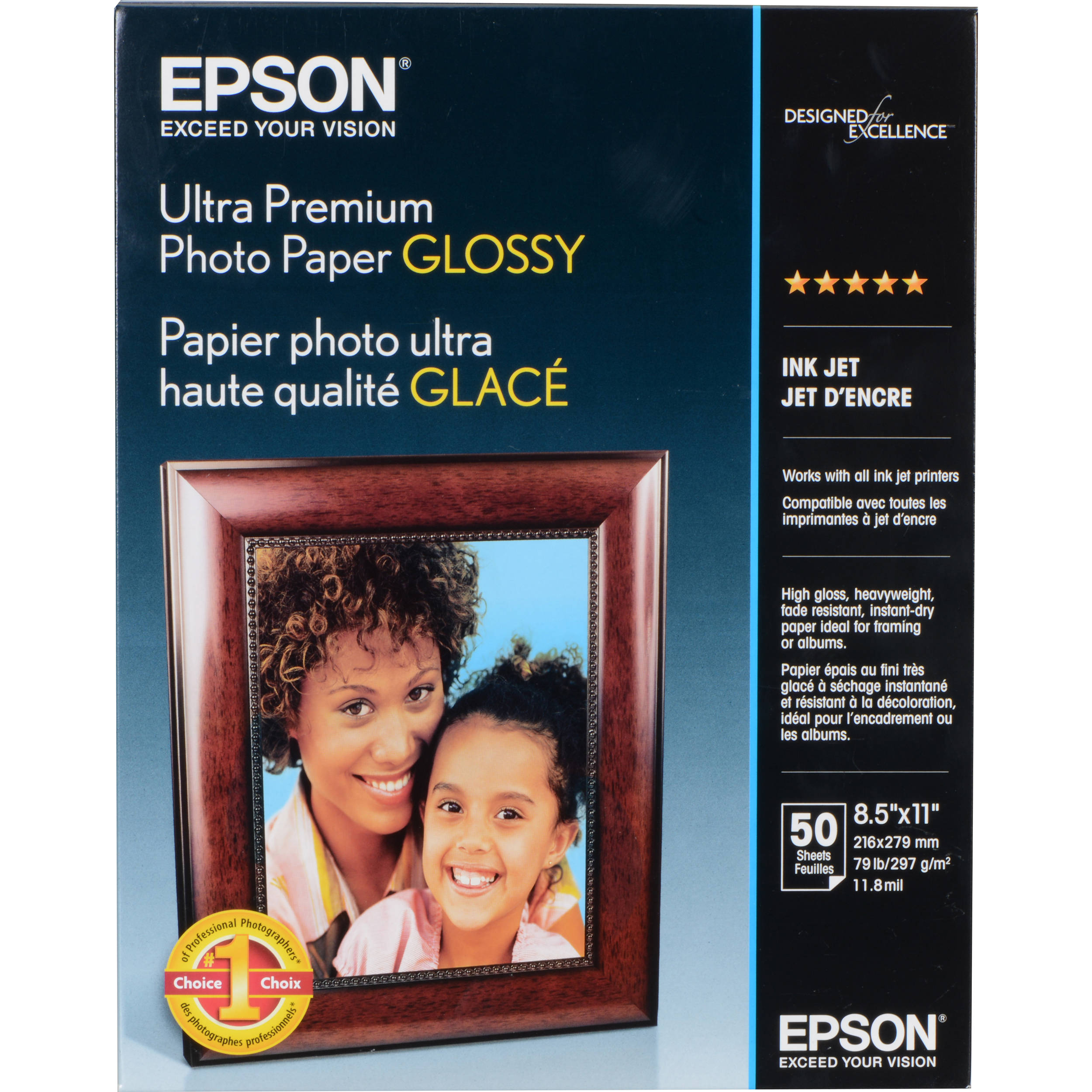 Epson Ultra Premium Photo Paper Glossy (8.5 x 11", 50 Sheets)