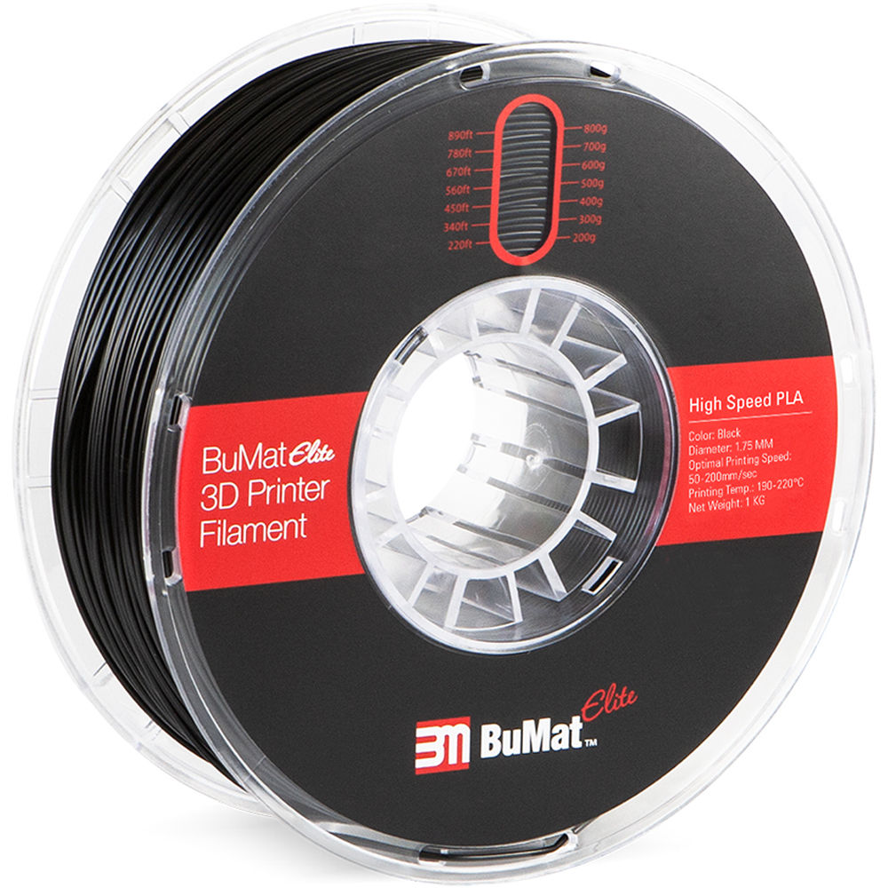 BuMat Elite 1.75mm High-Speed PLA Filament (1kg, Black)