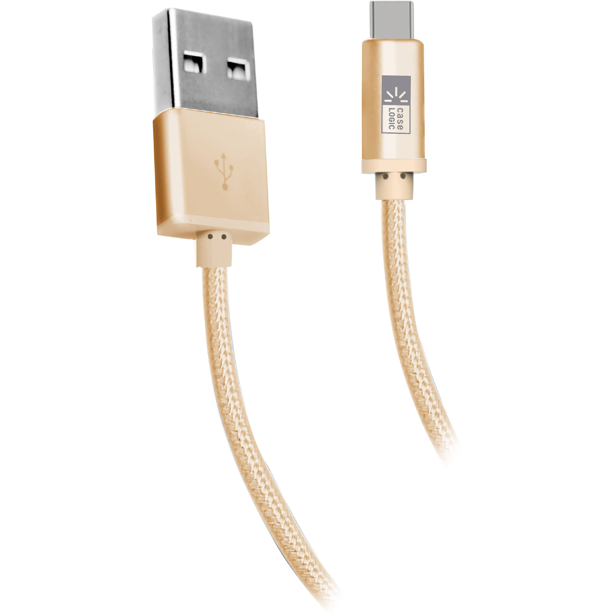 Case Logic Braided USB Type-C Charge and Sync Cable (10', Gold)