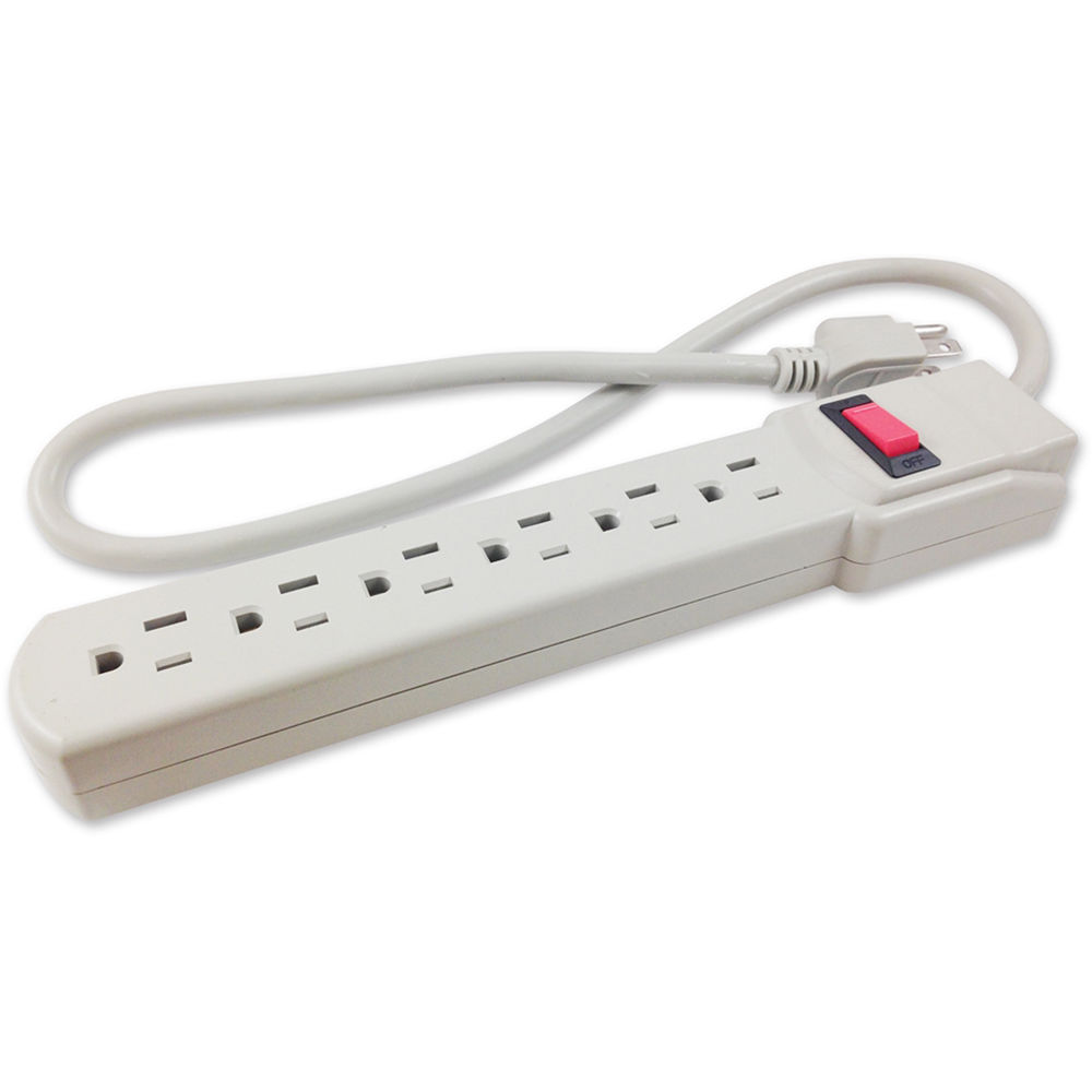 Comprehensive 6-Outlet Surge Protector with 3' Power Cord (White)