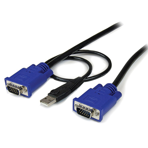 StarTech 2-in-1 Ultra Thin USB VGA KVM Cable (6', Black)